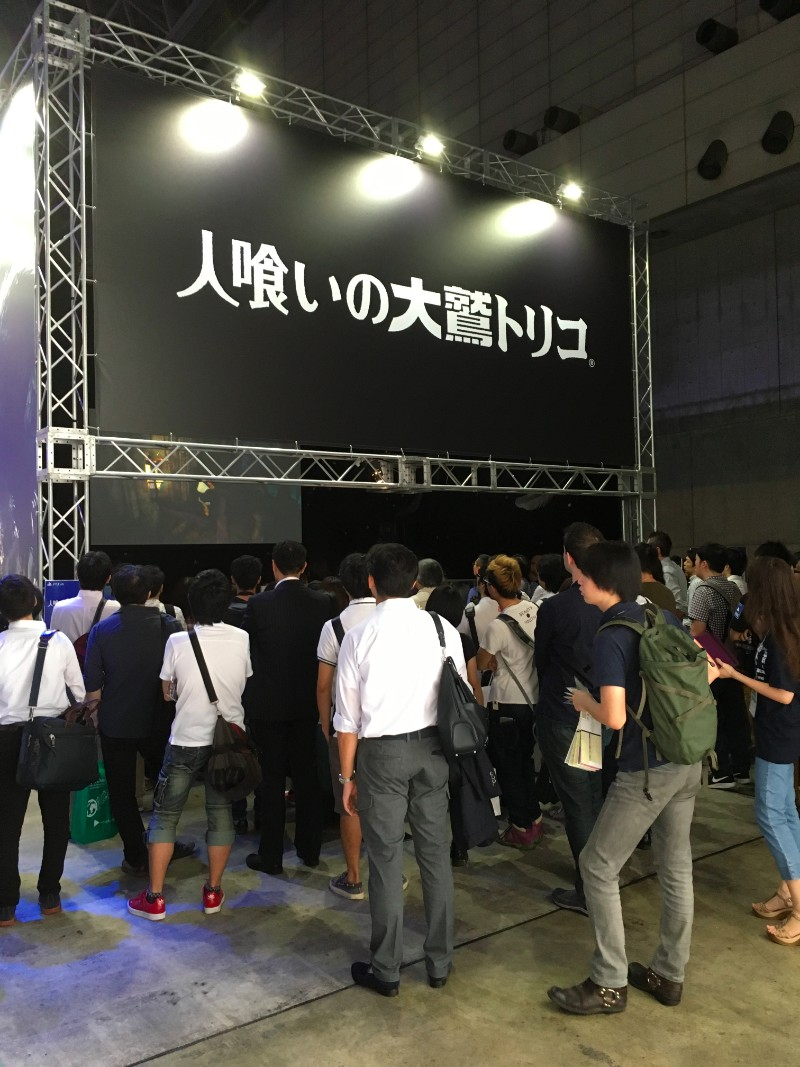 The Last Guardian wasn’t playable at the show, but there was lots of interest for the title. Here, a trailer is being shown.